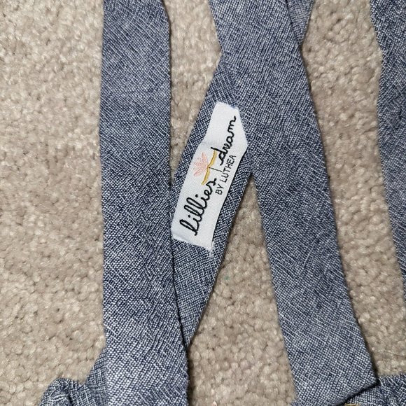 Chambray Blue Linen Suspender Shorts - Picture 9 of 10